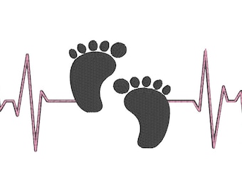 EKG mit Baby Füße Stickdatei