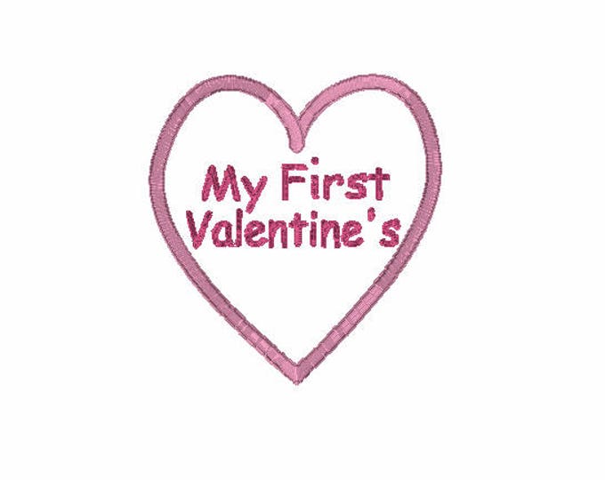 Embroidery Design of My First Valentine's Appliqué