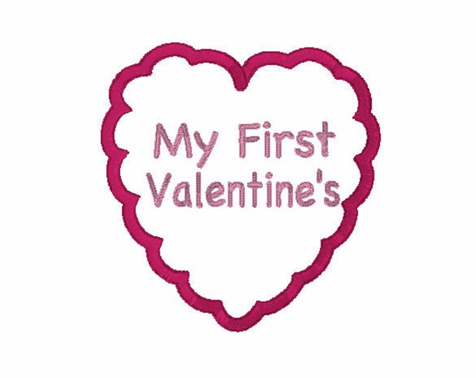 Embroidery Design of My First Valentine's Appliqué