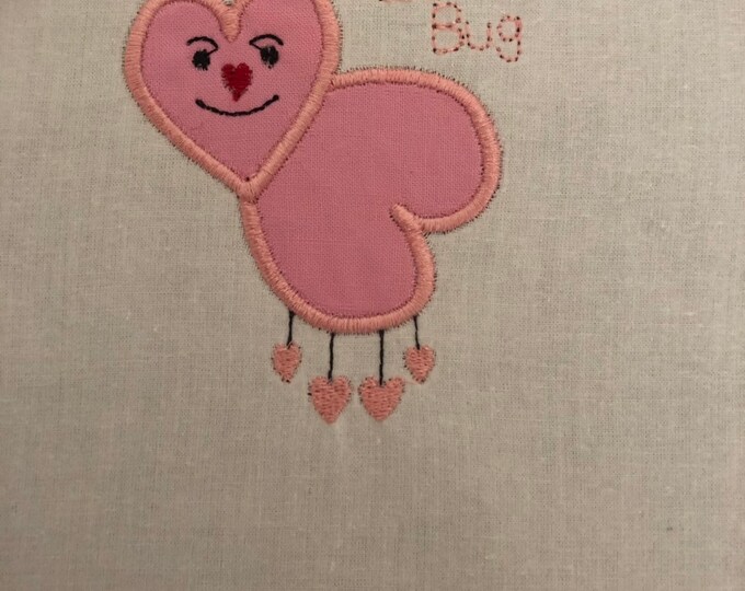 Embroidery Design of Valentines Applique Heart Love Bug