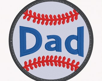 Applique Baseball Dad Machine Embroidery Design Patch