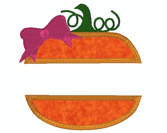 Pumpkins with Bow, Satin Applique, Machine Embroidery, Instant Download, Thanksgiving, Fall, 4x4 and 5x7