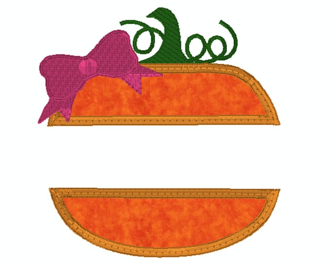 Pumpkins with Bow, Satin Applique, Machine Embroidery, Instant Download, Thanksgiving, Fall, 4x4 and 5x7