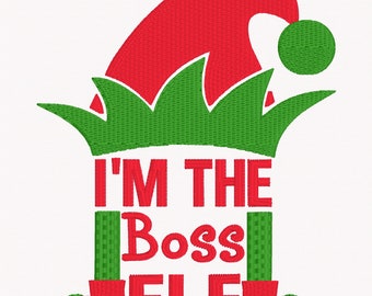 Christmas Embroidery Design/I'm The Boss Elf Embroidery Design