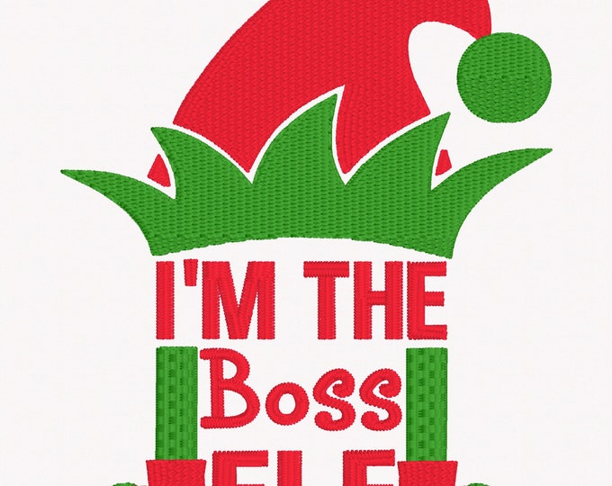 Christmas Embroidery Design/I'm The Boss Elf Embroidery Design