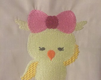 Embroidery Design of Girly Chick with Bow