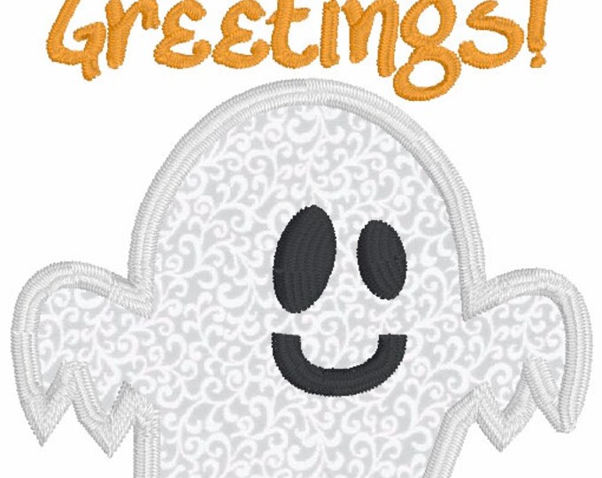 Halloween Embroidery/Appliqué Embroidery Design of Ghostly Greetings