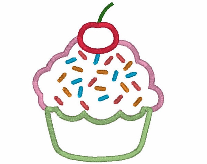 Embroidery Design of Cupcake with Sprinkles Appliqué Embroidery