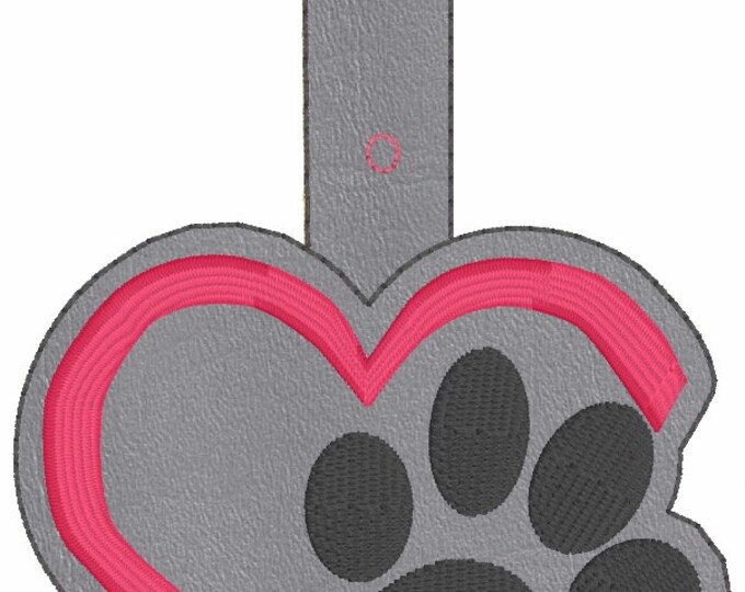 Paw Lover snap tab Embroidery Design