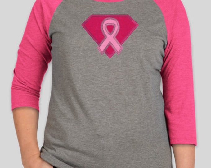 Embroidery Design of Breast Cancer Superhero Applique