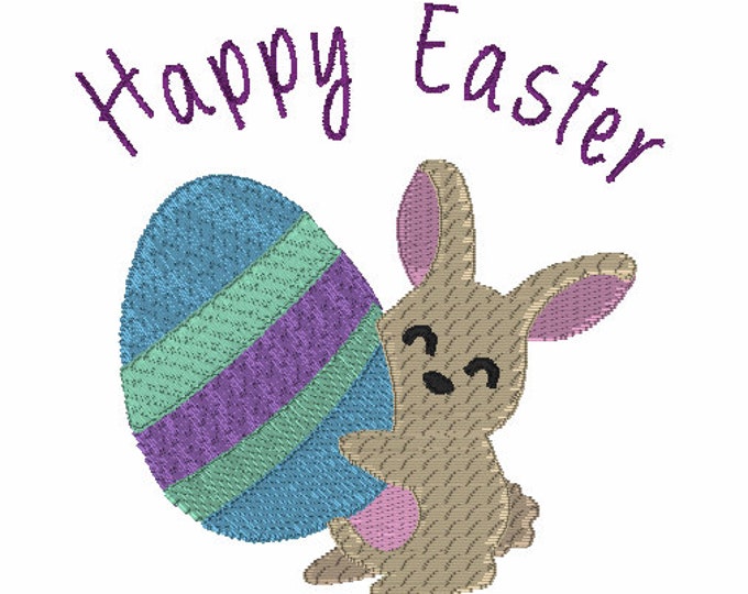 Embroidery Design of Happy Easter Bunny