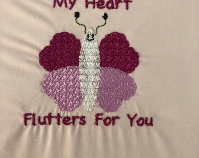 Embroidery Design of My Heart Flutters For You Butterfly