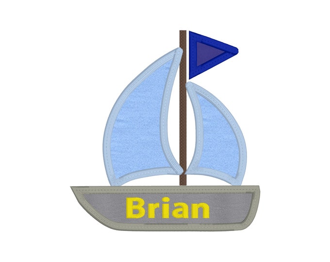 Applique Boat Embroidery Design