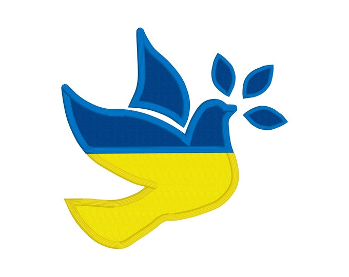 Ukraine Peace Dove Applique 3 different sizes and a 4x4 filled Embroidery Design