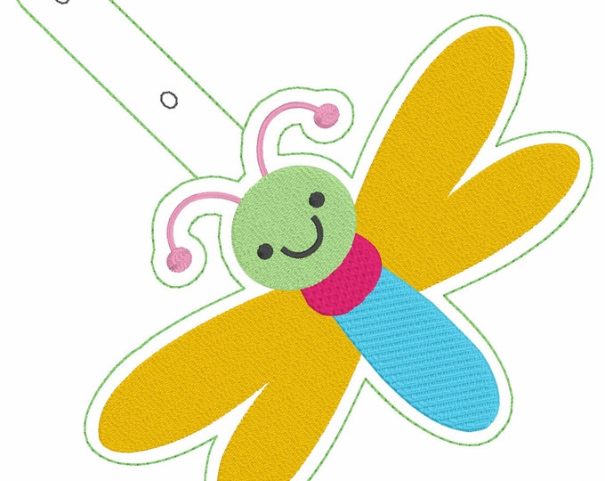 Dragonfly Snap tab Embroidery Design
