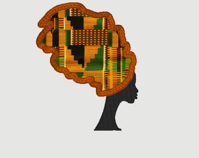Embroidery Design of African Applique Head Scarf