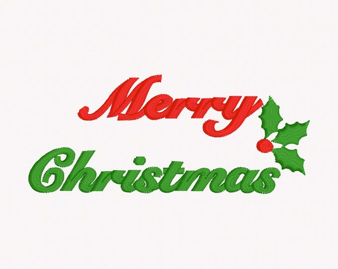 Cursive Merry Christmas Embroidery Design