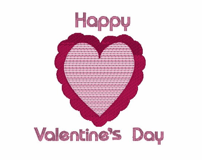 Embroidery Design of Happy Valentine's Day Sketch Heart
