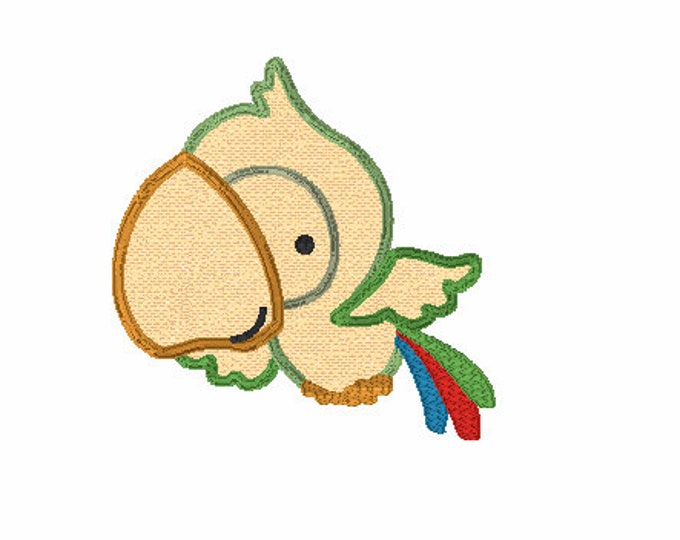 Embroidery Design of Tropical Bird Applique