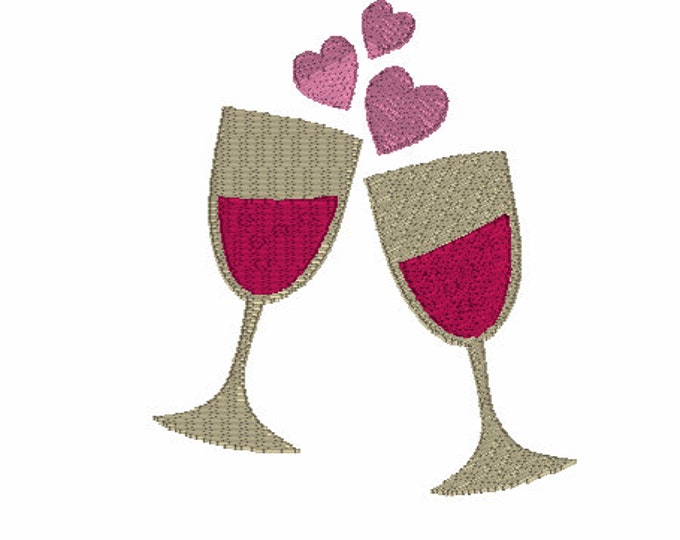 Embroidery Design of Valentine's Red Wine