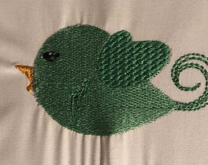 Embroidery Design of Cute Green Birdie