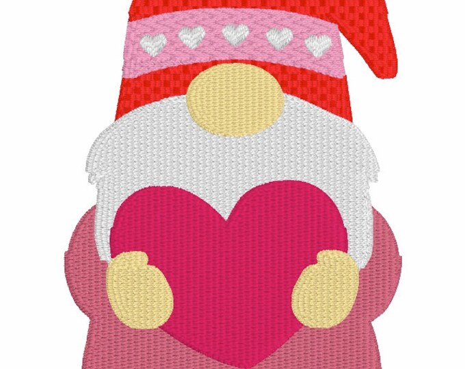 Embroidery Design of Valentine's Day Gnome