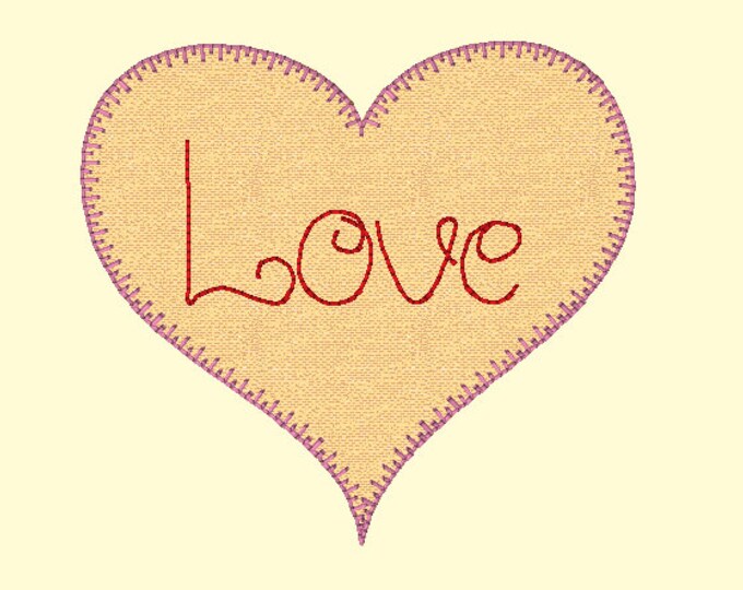 Embroidery Design of Love Heart Applique