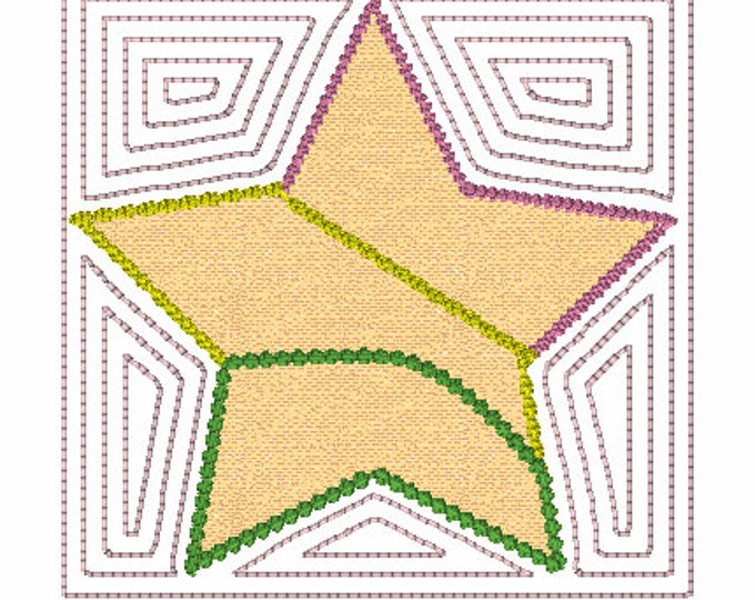 Star Applique with Motif Quilt Block Design