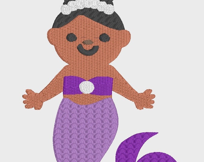 Embroidery Design of Filled Little Mermaid Girl