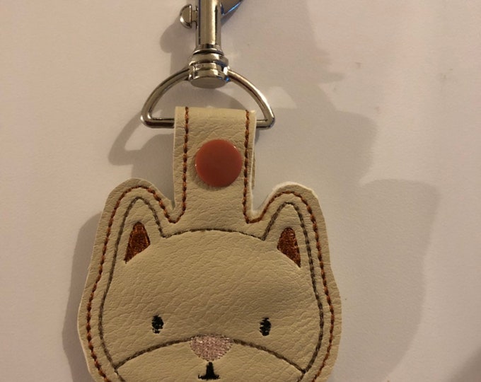Cat Head Snap Tab Embroidery Files/Cat Key Fob Embroidery Designs/In the Hoop Files/Cat Embroidery Designs/Snap Tab Designs/Cat Head Key Fob