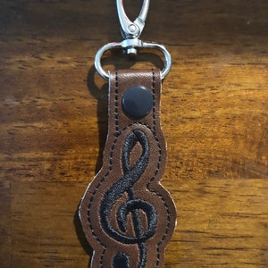 Treble Clef music note Snap Tab In the Hoop Embroidery Design