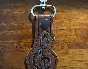 Treble Clef music note Snap Tab In the Hoop Embroidery Design