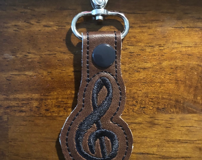 Treble Clef music note Snap Tab In the Hoop Embroidery Design