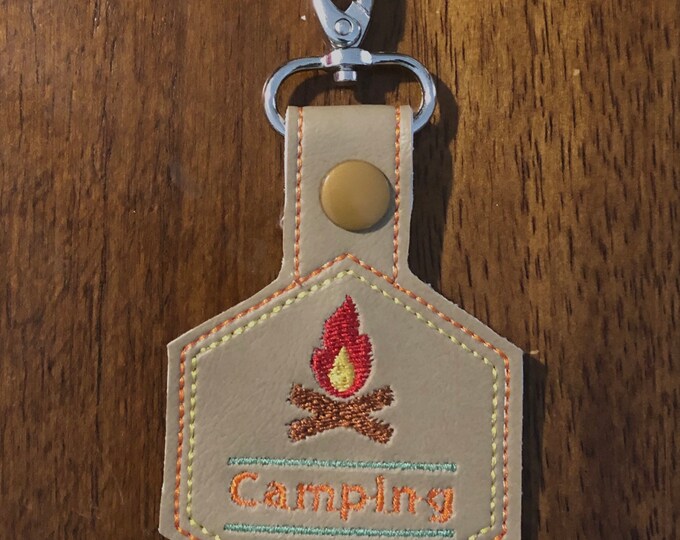 Camping  Snap Tab In the Hoop Embroidery Design
