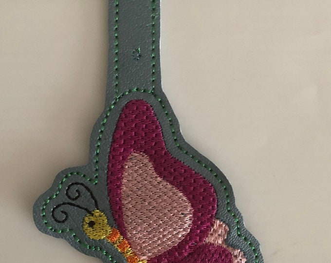 One sided Butterfly snap tab Embroidery Design