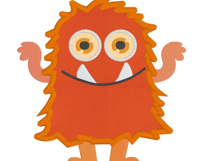 Scary Orange Monster Applique Embroidery Design