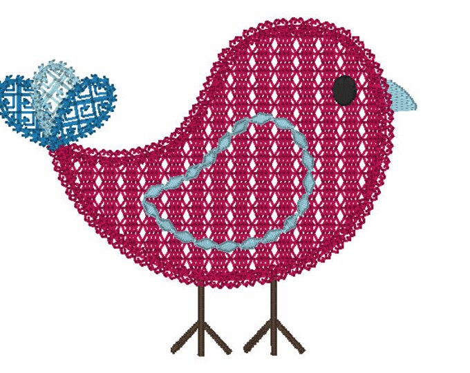 Embroidery  Design of Motif Filled Bird