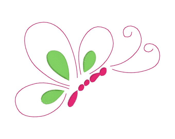 Curly Butterfly Embroidery Design