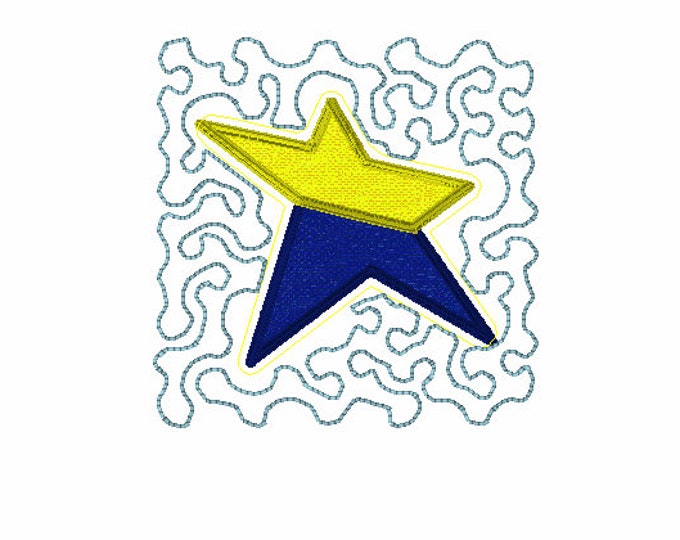 Star Applique Quilt Block Embroidery Design 4x4,5x7, and 6x10