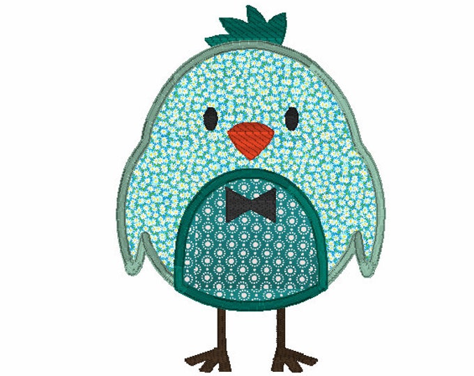 Embroidery Design of Bow Tie Bird Applique
