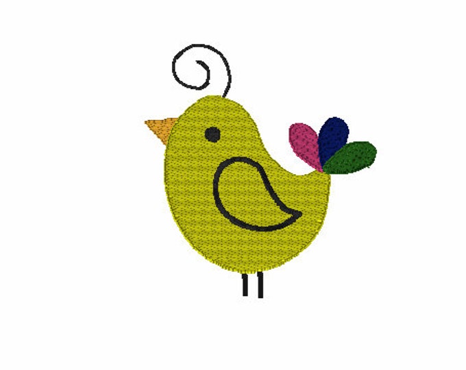 Embroidery Design of Cute Swirly Bird