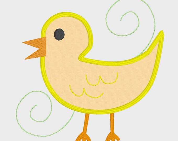 Embroidery Design of Duck Appliqué with Swirls
