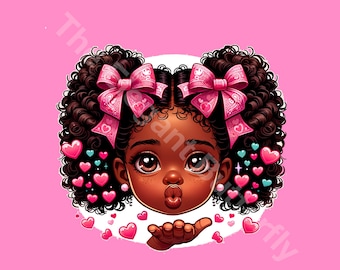 Dream Girl Valentines blowing heart kisses  PNG file/ Sublimation files/Valentines PNG files