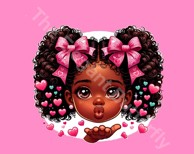 Dream Girl Valentines blowing heart kisses  PNG file/ Sublimation files/Valentines PNG files