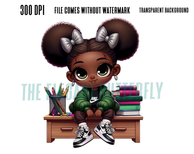 Little Girl sitting on desk reading clipart, chibi girl png, cute chibi girl pngs for t-shirt etc, Sublimation png, instant download