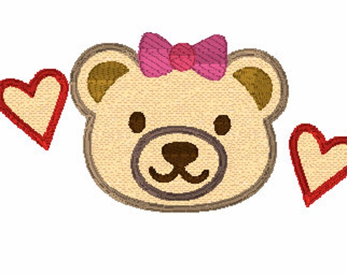 Embroidery Design of Baby Girl Bear Applique