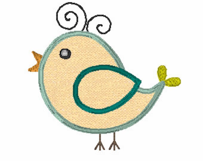Embroidery Design of Swirly Bird Applique