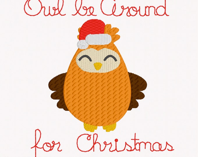 Owl be around for Christmas Embroidery Design