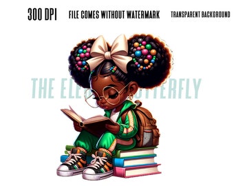 Little Girl sitting on books reading clipart, chibi girl png, cute chibi girl pngs for t-shirt etc, Sublimation png, instant download