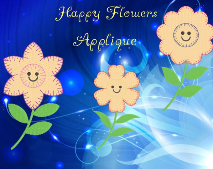 Embroidery Design of Happy Flowers E Stitch Appliqué